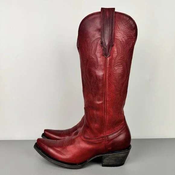 Freebird Woodland Boots Womens 7 Red Leather Pull On Cowgirl Western Rodeo Boho - Picture 4 of 15